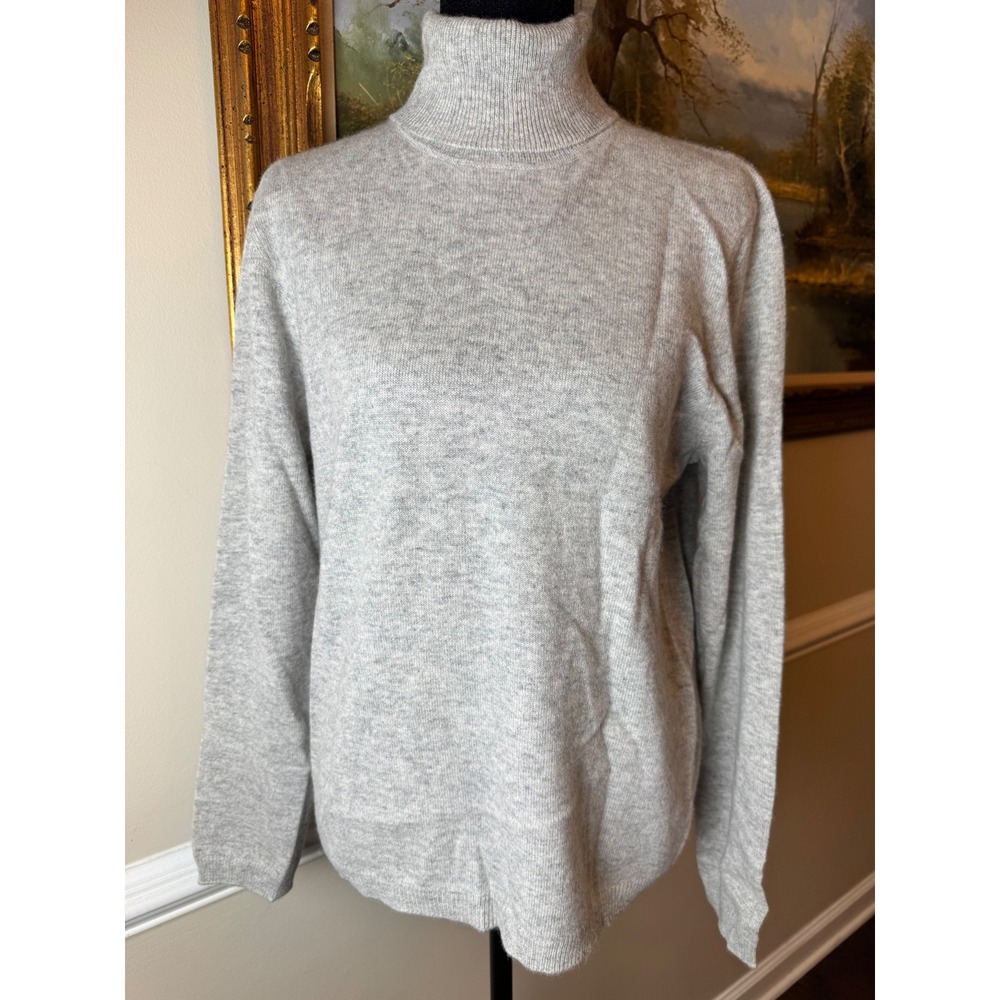 Lauren Ralph Lauren 100% Cashmere Turtleneck Sweater Gray L Y2K Cozy Green Label